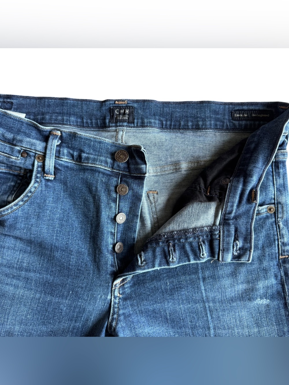 Citizens of Humanity Emerson Slim Boyfriend Jeans 30 Button Fly Medium Wash - Picture 5 of 6